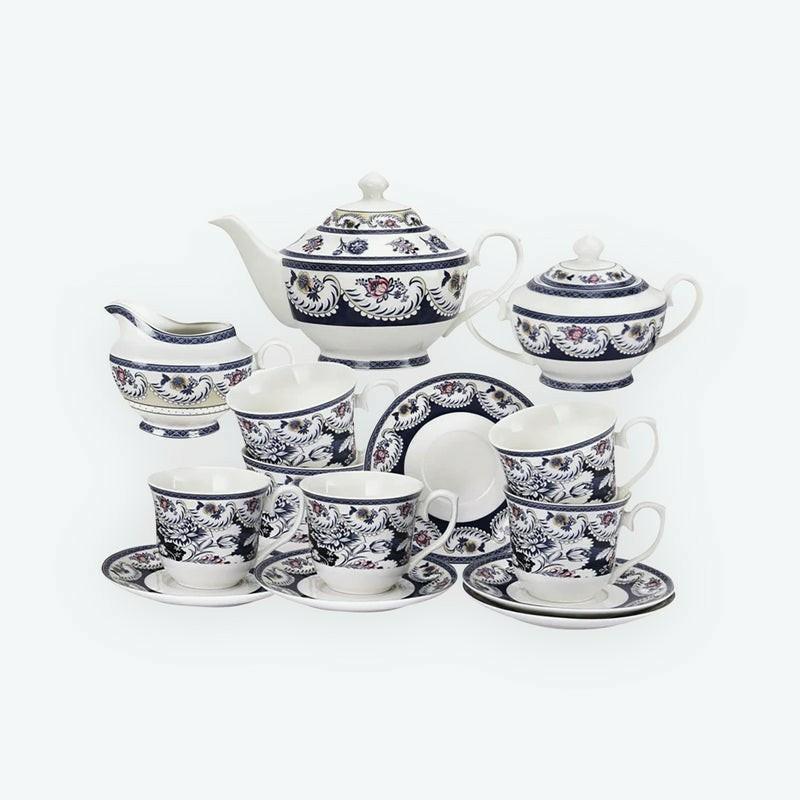 15 Pieces Blue Vintage China Tea Set | English Tea Sets English Tea Sets English Tea Sets