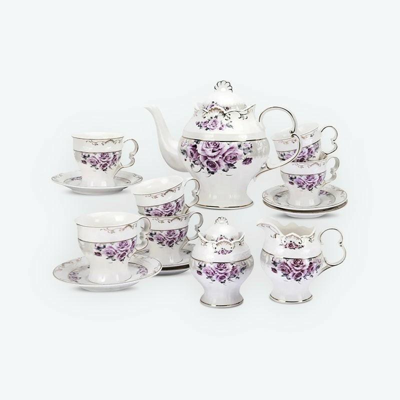 15 Pieces British Rose Porcelain Tea Set | English Tea Sets English Tea Sets English Tea Sets