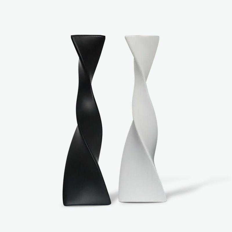 Black and White Shaped Twisted Ceramic Vase | Bud Vase Bud Vase Bud Vase