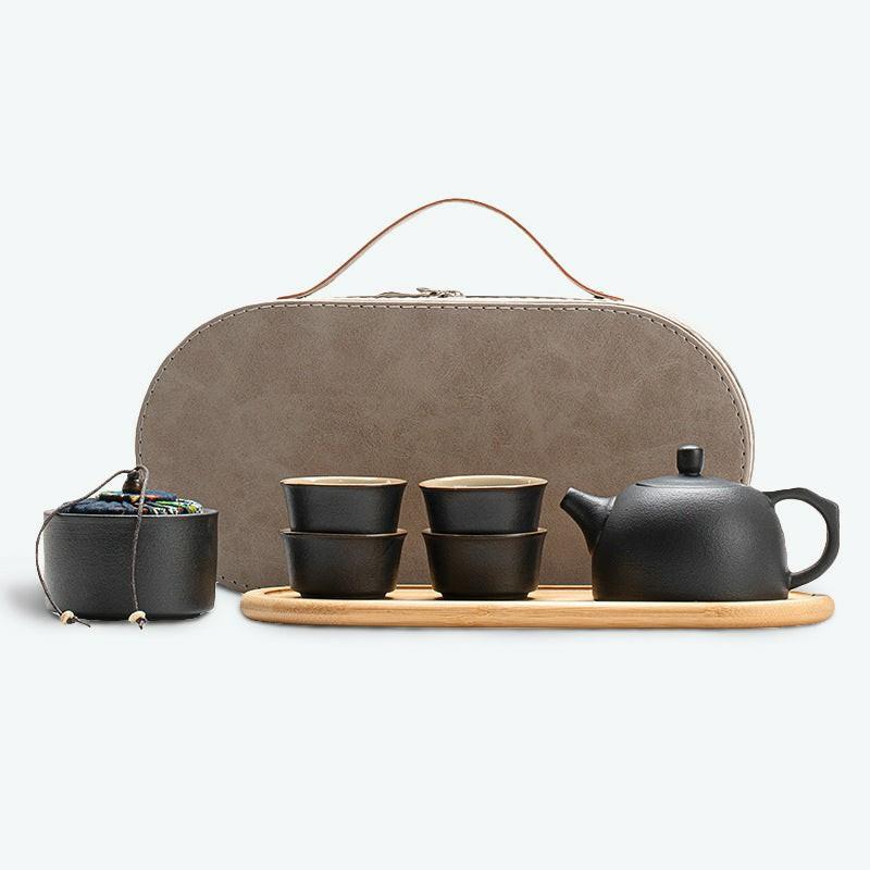 Black Ceramic Travel Kung Fu Tea Set | Kung Fu Tea Sets Kung Fu Tea Sets Kung Fu Tea Sets