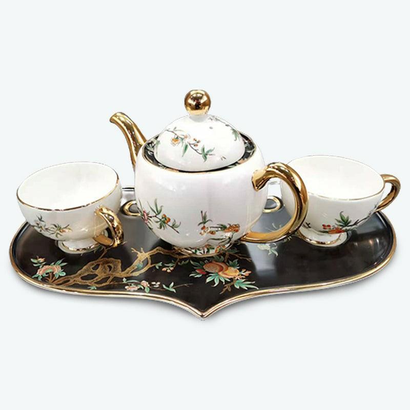 Branches and Flowers Bone China Gold Trim Tea Set | Modern Tea Sets Golden Trim Collection Modern Tea Sets