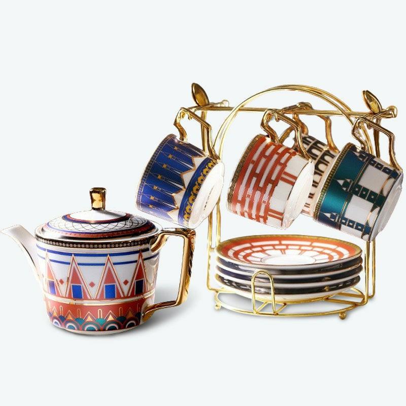 British Architecture Gold Trim Ceramic Tea Set | Modern Tea Sets Golden Trim Collection Modern Tea Sets