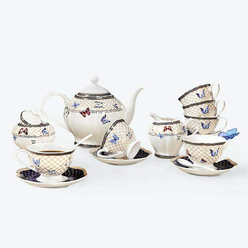 British Butterfly Porcelain Tea Set | English Tea Sets English Tea Sets English Tea Sets