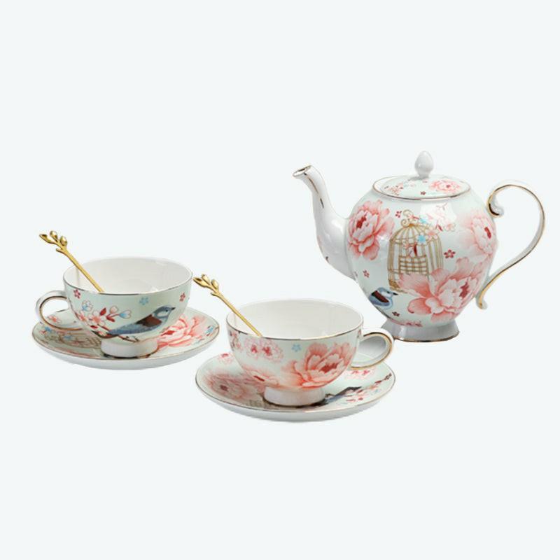 British Flower Gilt Bone China Tea Set | English Tea Sets English Tea Sets English Tea Sets