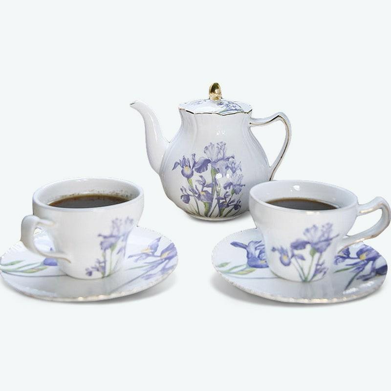 British Iris flower Porcelain Tea Set | English Tea Sets English Tea Sets English Tea Sets