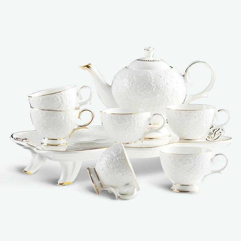 British Relief Floral Tea Set | Modern Tea Sets Modern Tea Sets Modern Tea Sets