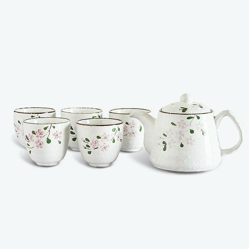 Cherry Blossom Hand-Painted Underglaze Tea Set | Japanese Tea Sets Flower & Plants Collection Japanese Tea Sets