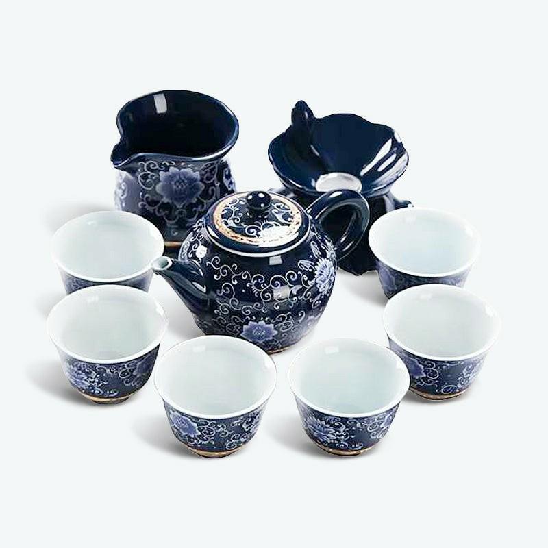 Chinese Blue Lotus Porcelain Tea Set | Kung Fu Tea Sets Kung Fu Tea Sets Kung Fu Tea Sets