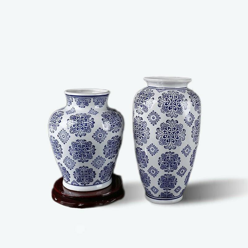 Classic Chinoiserie Blue and White Porcelain Vase | Floor Vase Blue And White Porcelain Vase Blue And White Porcelain Vase