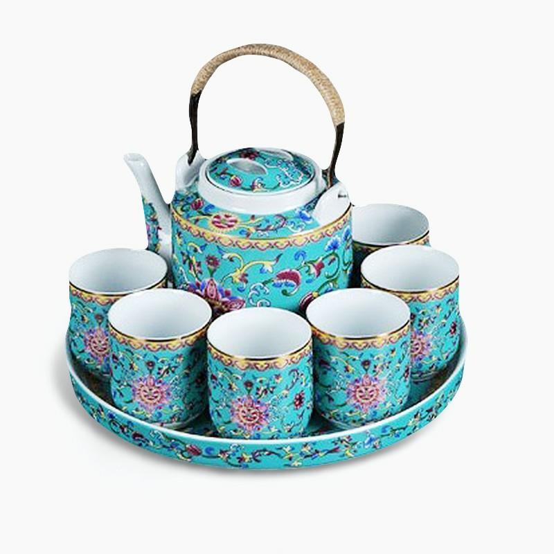 Enamel Flowers Kung Fu Tea Set | Kung Fu Tea Sets Kung Fu Tea Sets Kung Fu Tea Sets