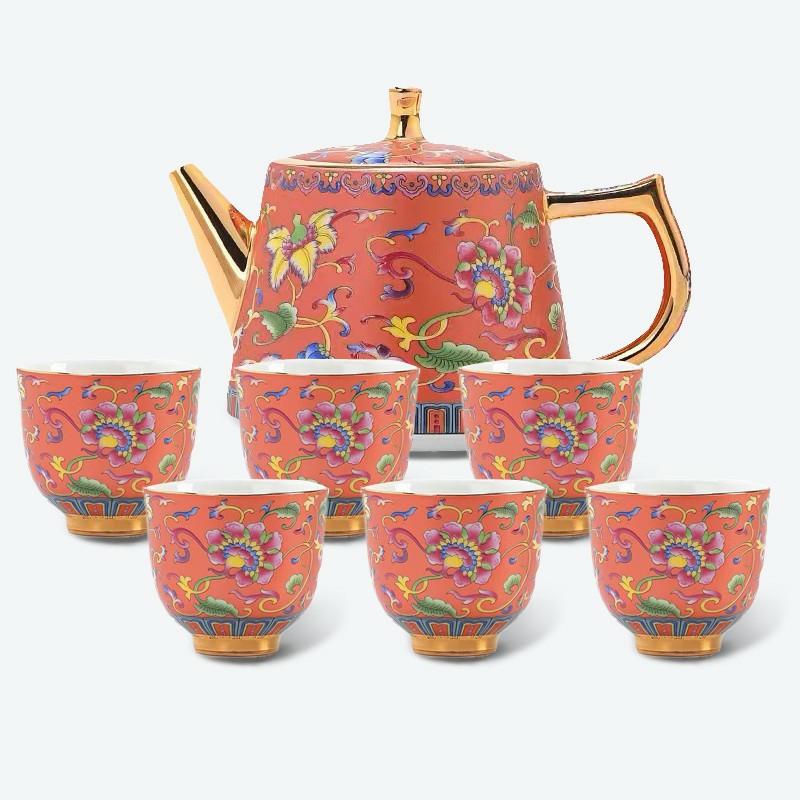 Enamel Relief Ceramic Kung Fu Tea Set | Kung Fu Tea Sets Kung Fu Tea Sets Kung Fu Tea Sets