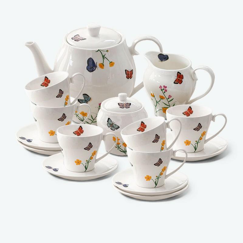 English Butterfly Flower Ceramic Tea Set | English Tea Sets English Tea Sets English Tea Sets