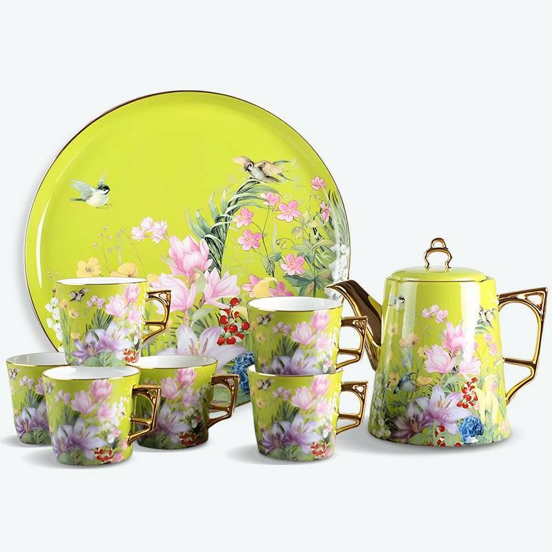 English Flower Bird Plant Ceramic Tea Set | English Tea Sets English Tea Sets English Tea Sets