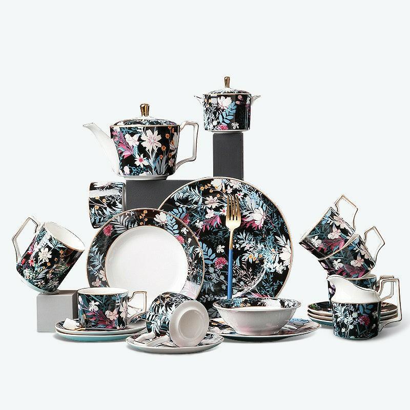 European Hand-painted Flower Pattern Coffee & Tea Set | English Tea Sets English Tea Sets English Tea Sets