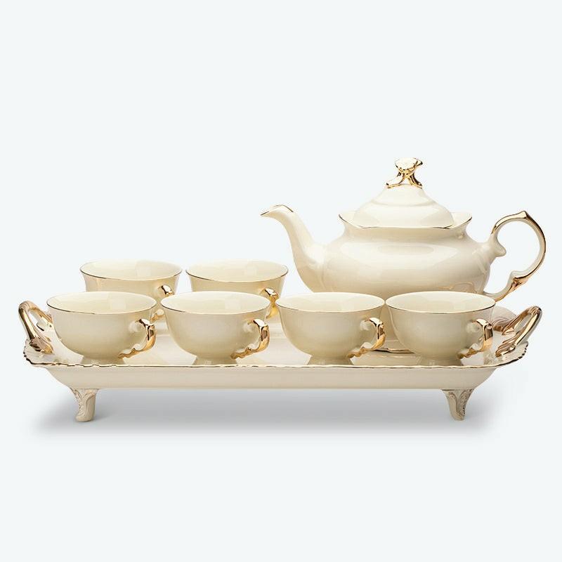 European Lvory Porcelain Tea Set | Modern Tea Sets Golden Trim Collection Modern Tea Sets