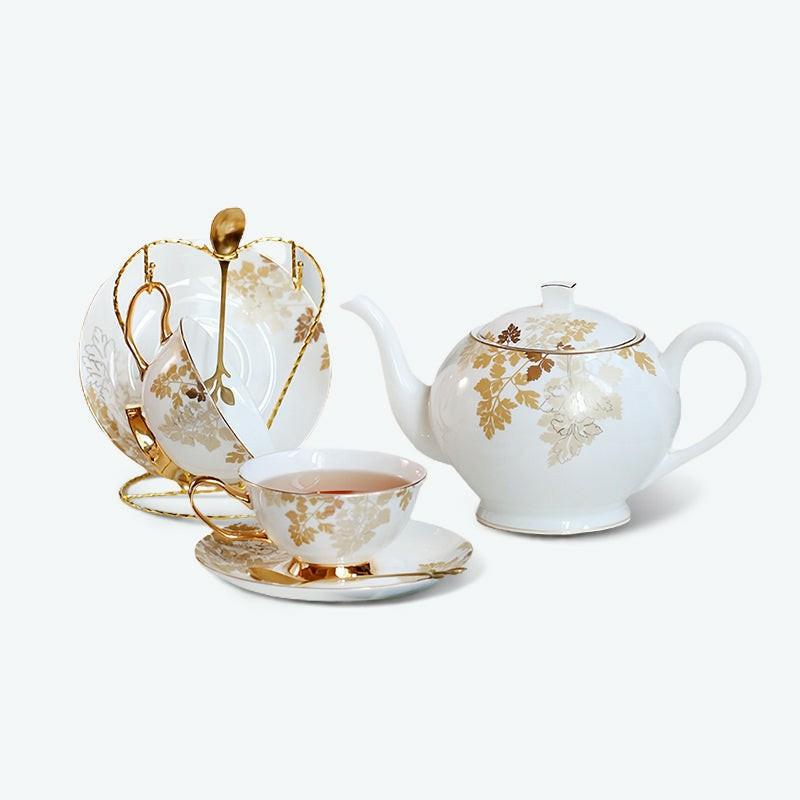 Gold Maple Leaf Bone China Tea Set | English Tea Sets English Tea Sets English Tea Sets