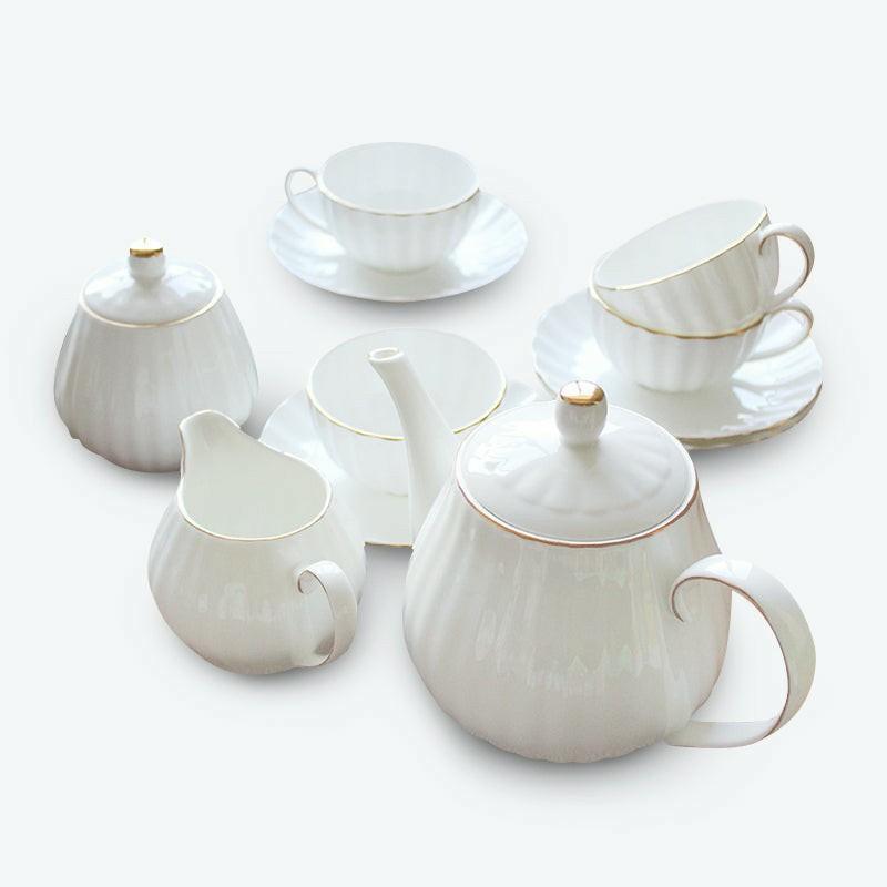 Gold Trim Bone China Pumpkin Coffee Set | Modern Tea Sets Golden Trim Collection Modern Tea Sets