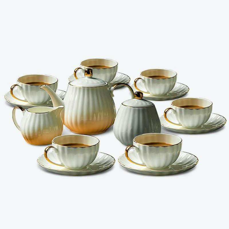 Gold Trim Pumpkin Coffee Set | Modern Tea Sets Golden Trim Collection Modern Tea Sets