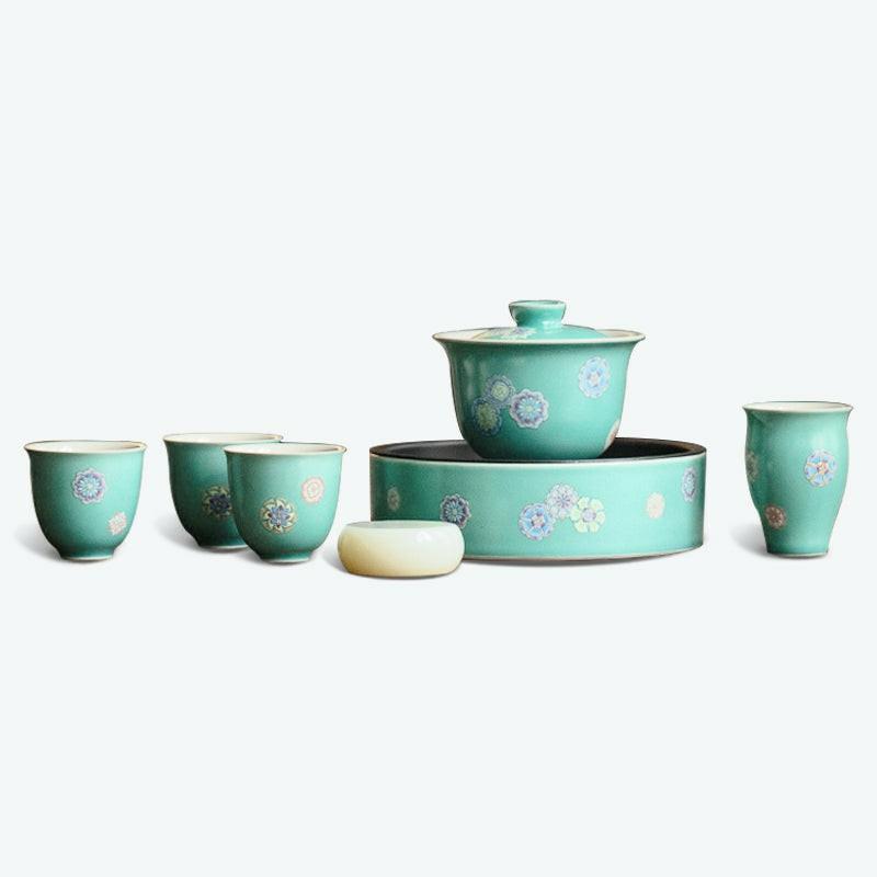 Green Floral Ceramic Kung Fu Tea Set | Kung Fu Tea Sets Kung Fu Tea Sets Kung Fu Tea Sets