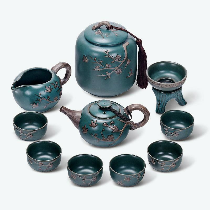 Green Plum Blossom Ceramic Kung Fu Tea Set | Kung Fu Tea Sets Kung Fu Tea Sets Kung Fu Tea Sets