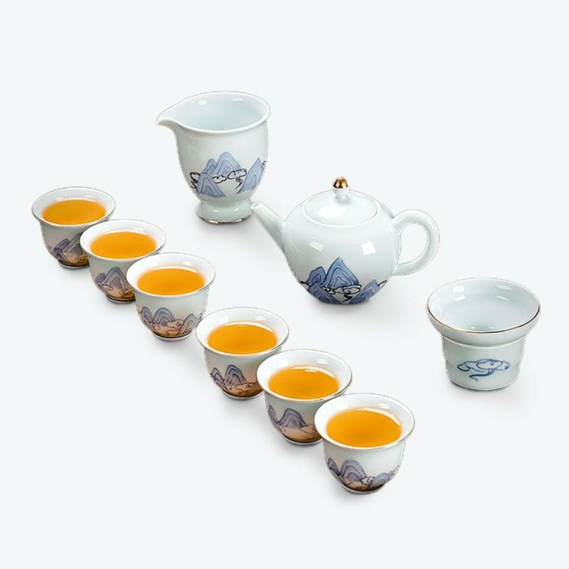 Hand-painted Cloud And Mountain Tea Set | Kung Fu Tea Sets Kung Fu Tea Sets Kung Fu Tea Sets