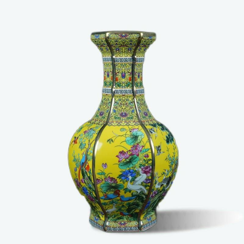 Hand-Painted Flower and Bird Enamel Vase | Bud Vase Bud Vase Bud Vase