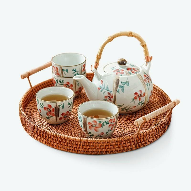 Hand-painted Flower Glaze Tea Set | Japanese Tea Sets Flower & Plants Collection Japanese Tea Sets