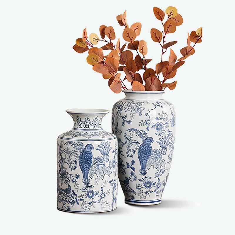 Hand Painted Parrot Blue and White Porcelain Vase | Blue And White Porcelain Vase Blue And White Porcelain Vase Blue And White Porcelain Vase