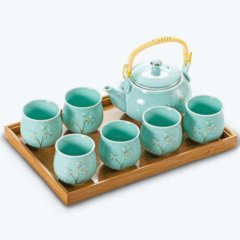 Japanese Plum Blossom Ceramic Tea Set | Japanese Tea Sets Flower & Plants Collection Japanese Tea Sets