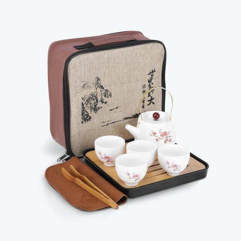 Japanese Portable Travel Tea Set | Kung Fu Tea Sets Flower & Plants Collection Japanese Tea Sets