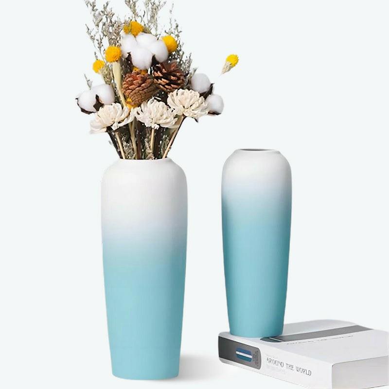 Large White and Blue Gradient Matte Ceramic Vase | Bud Vase Bud Vase Bud Vase