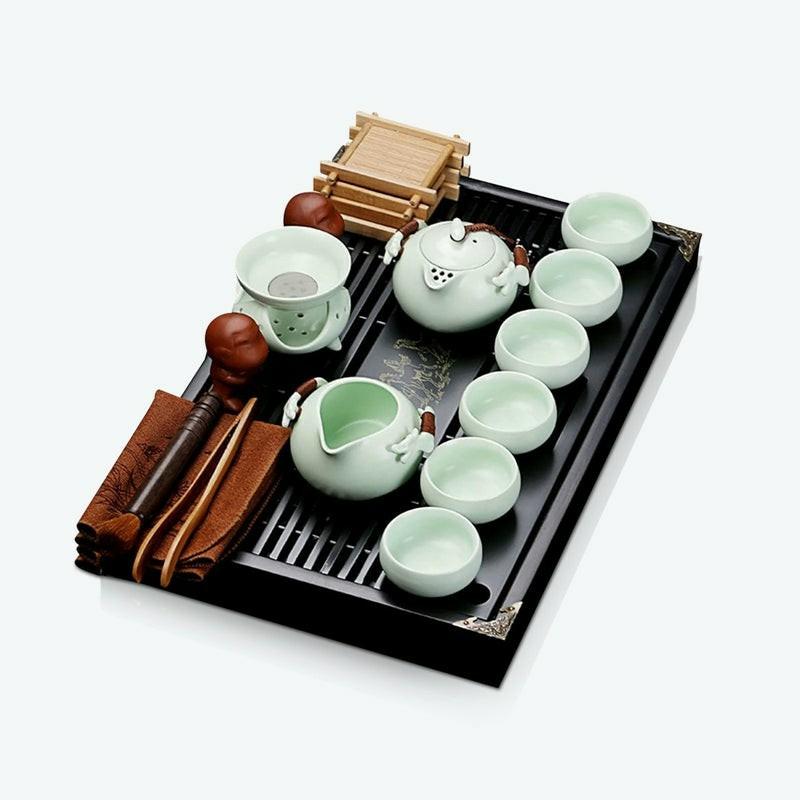 Light Green Chinese Ceramic Tea Set | Kung Fu Tea Sets Kung Fu Tea Sets Kung Fu Tea Sets