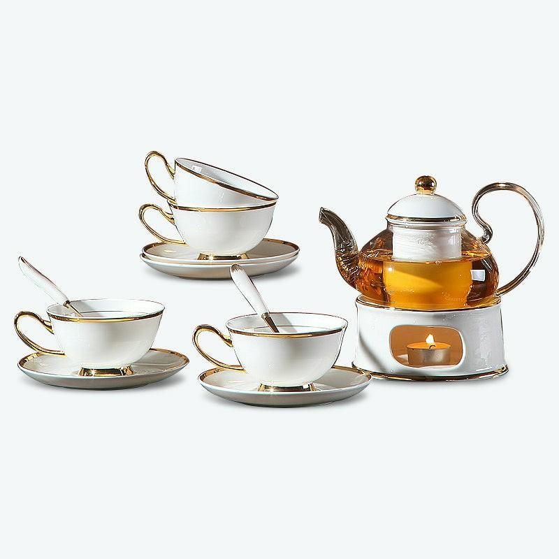 Luxury Bone China Gold Trim Tea Set | Modern Tea Sets Golden Trim Collection Modern Tea Sets