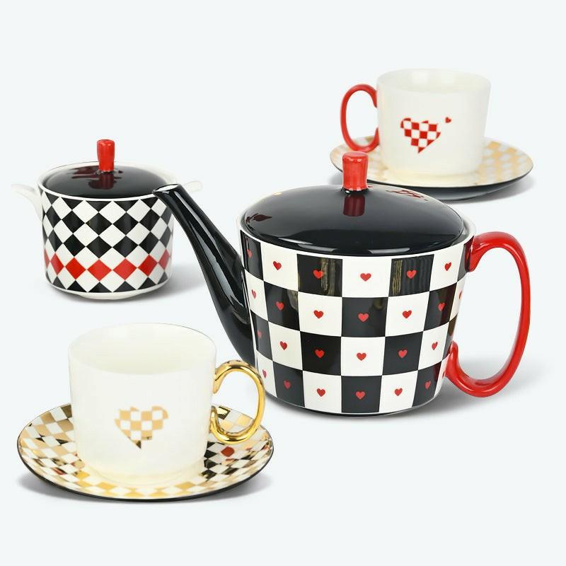 Modern Black and White Checkerboard Coffee & Tea Set | Modern Tea Sets Modern Tea Sets Modern Tea Sets