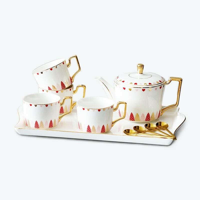 Modern Golden Trim Fine Ceramic Tea Set | Modern Tea Sets Golden Trim Collection Modern Tea Sets