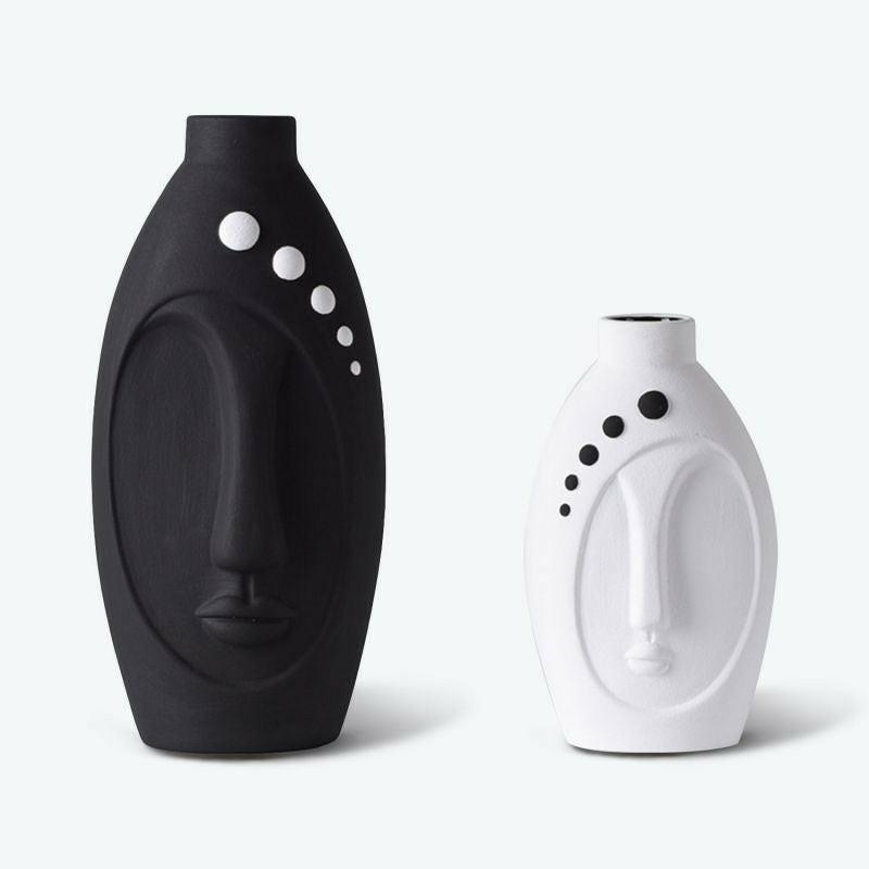 Nordic Black And White Face Ceramic Vase | Bud Vase Bud Vase Bud Vase