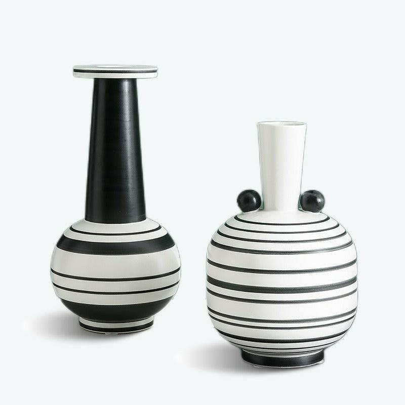 Nordic Horizontal Striped Abstract Art Ceramic Vase | Bud Vase Bud Vase Bud Vase