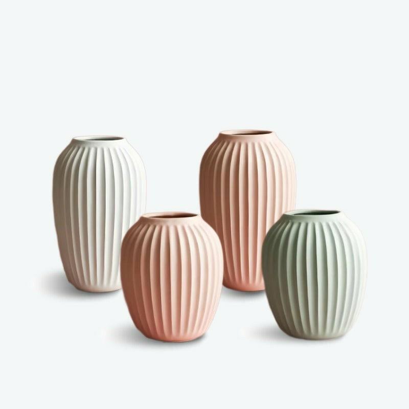 Nordic Simple Vertical Striped Ceramic Vase | Bud Vase Bud Vase