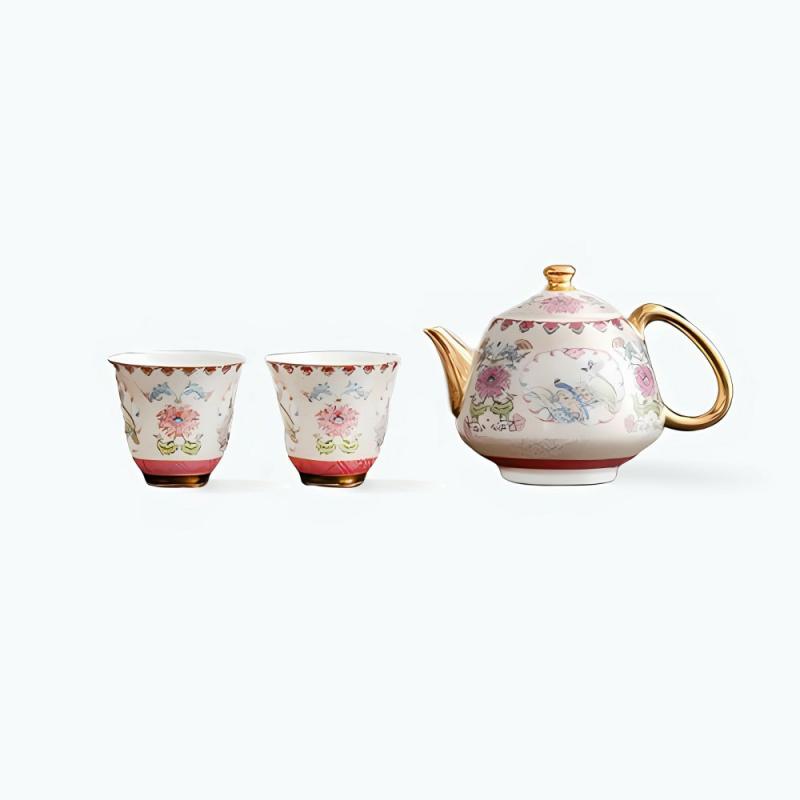 Pink Enamel Ceramic Coffee & Tea Set | English Tea Sets English Tea Sets English Tea Sets