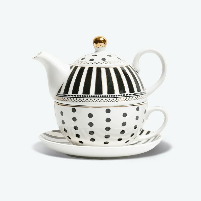 Polka Dot And Stripe Bone China Tea For One Set | Modern Tea Sets Modern Tea Sets Modern Tea Sets