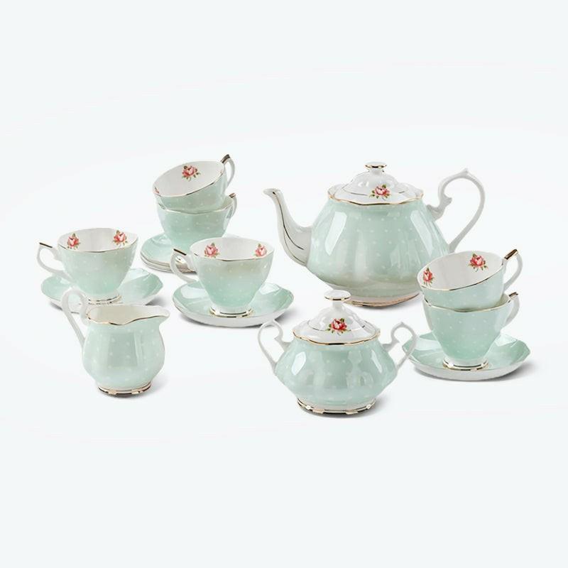 Polka Dot Flower Bone China Tea Set | English Tea Sets English Tea Sets English Tea Sets