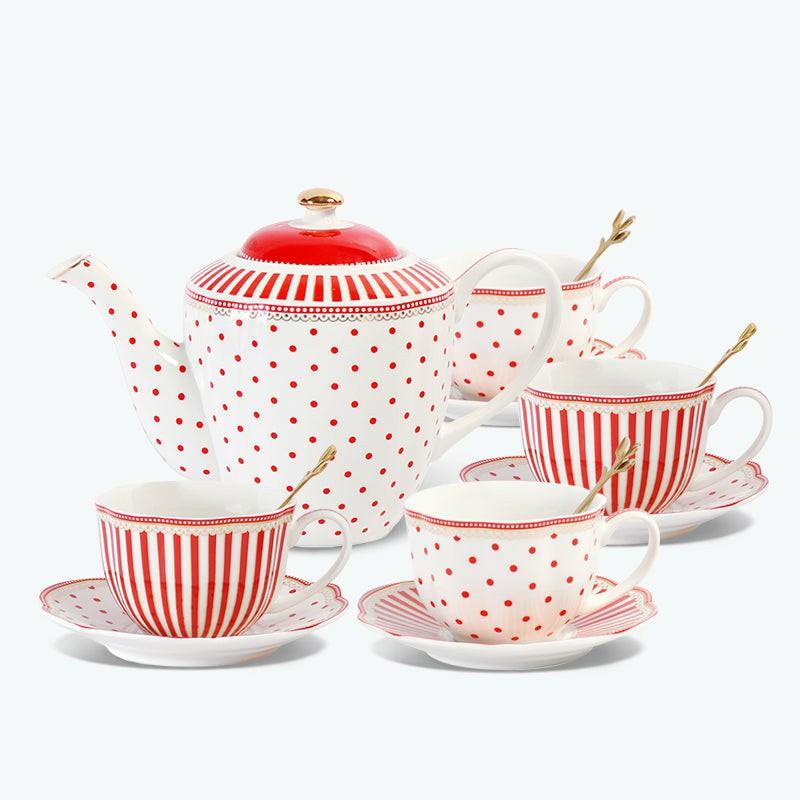 Polka Dot Striped Designed Procelain Modern Tea Set | Modern Tea Sets Modern Tea Sets Modern Tea Sets