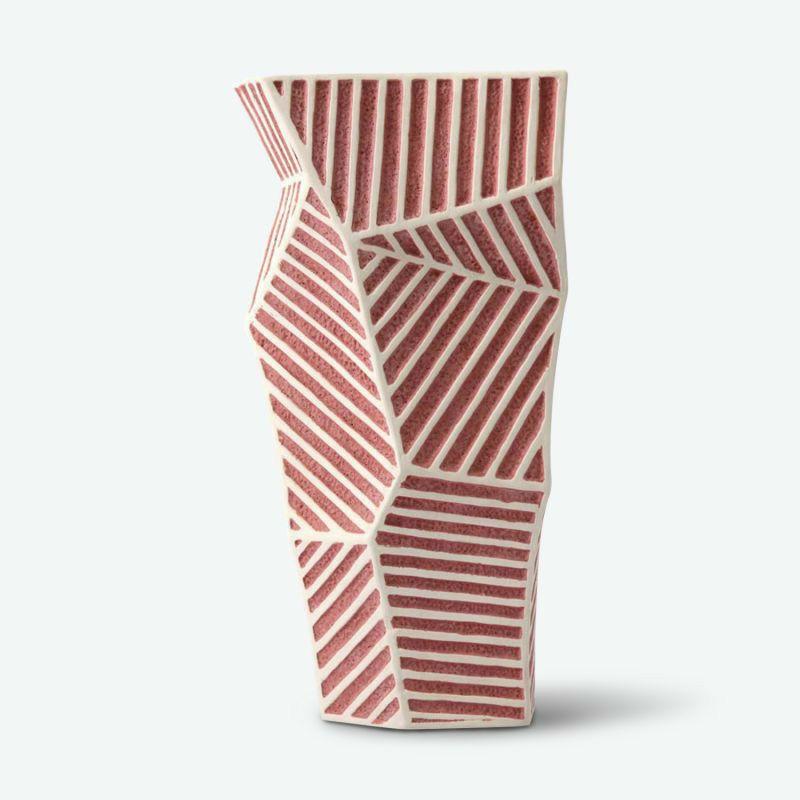 Red Irregular Geometric Ceramic Vase | Bud Vase Bud Vase Bud Vase