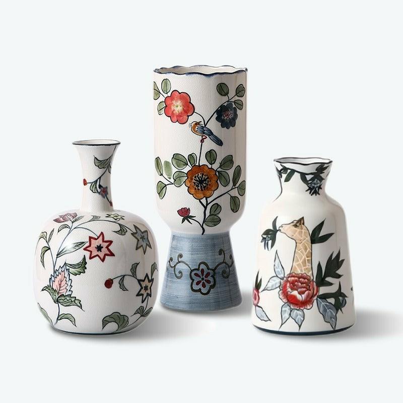 Rural Natural Hand-Painted Ceramic Vase | Bud Vase Bud Vase Bud Vase