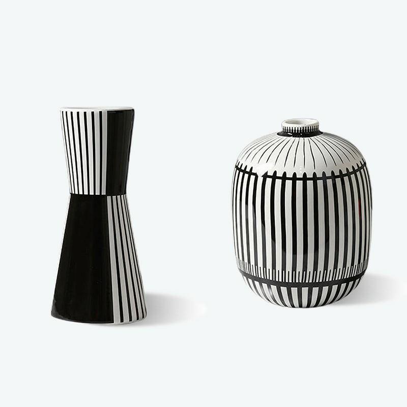 Shaped Black and White Geometric Vase | Floor Vase Floor Vase Floor Vase