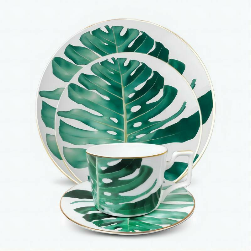 Tropical Banana Leaf Bone China Dinnerset with Coffee Cup,Dinner Plate | Dinner Sets Dinner Sets Dinner Sets