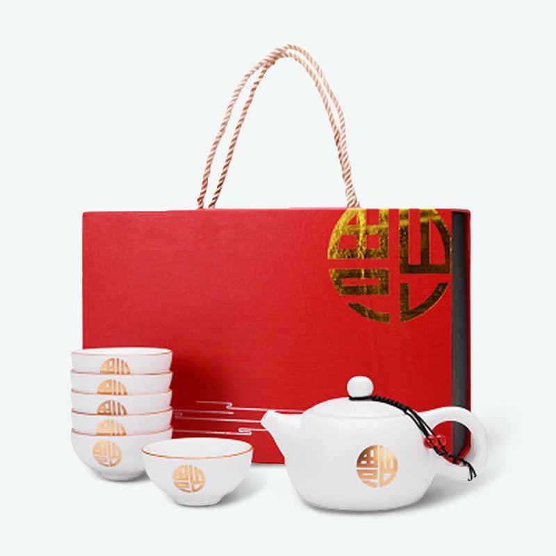 White and Gold Chinese Ceramic Kung Fu Tea Set | Kung Fu Tea Sets Kung Fu Tea Sets Kung Fu Tea Sets