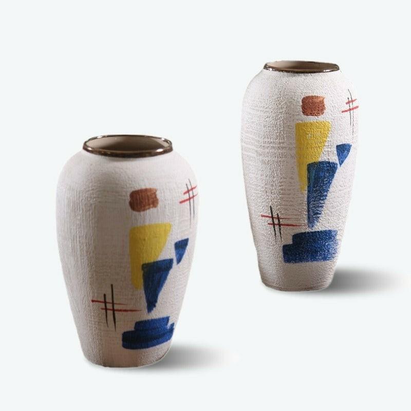 White Geometric Abstract Art Ceramic Vase | Bud Vase Bud Vase Bud Vase