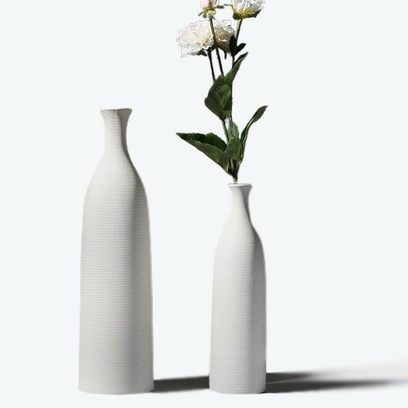 White Horizontal Striped Ceramic Vase | Bud Vase Bud Vase Bud Vase