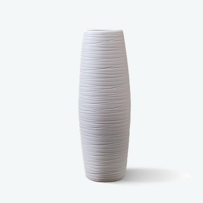 White Modern Horizontal Striped Floor Vase | Floor Vase Floor Vase Floor Vase